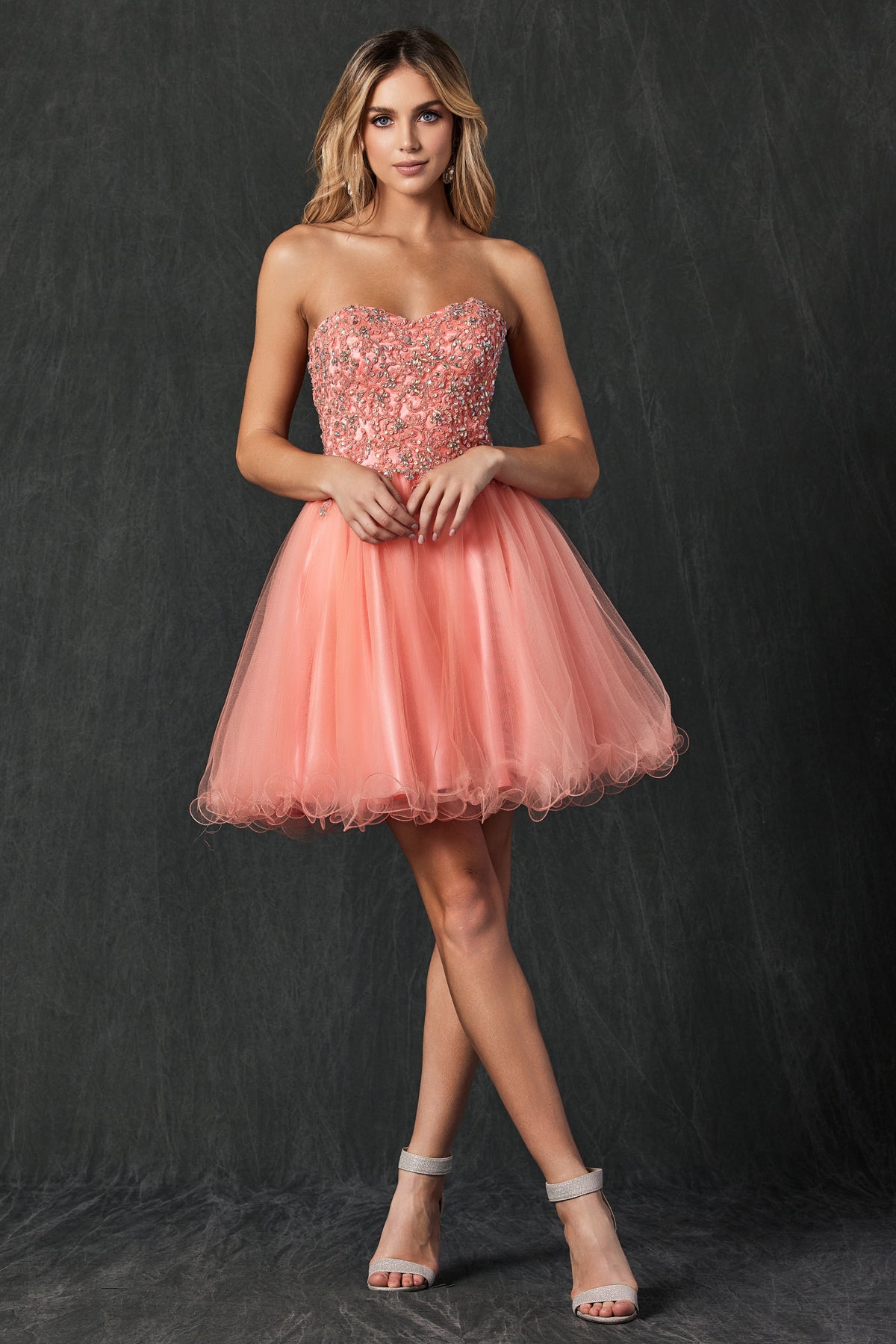 Embroidered Sweetheart Top Short Dress-smcdress