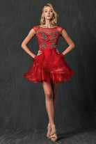 Lace Applique Bodice Dress for Cocktail & Homecoming-smcdress