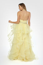 V-Neck Tiered Wedding Dress-smcdress