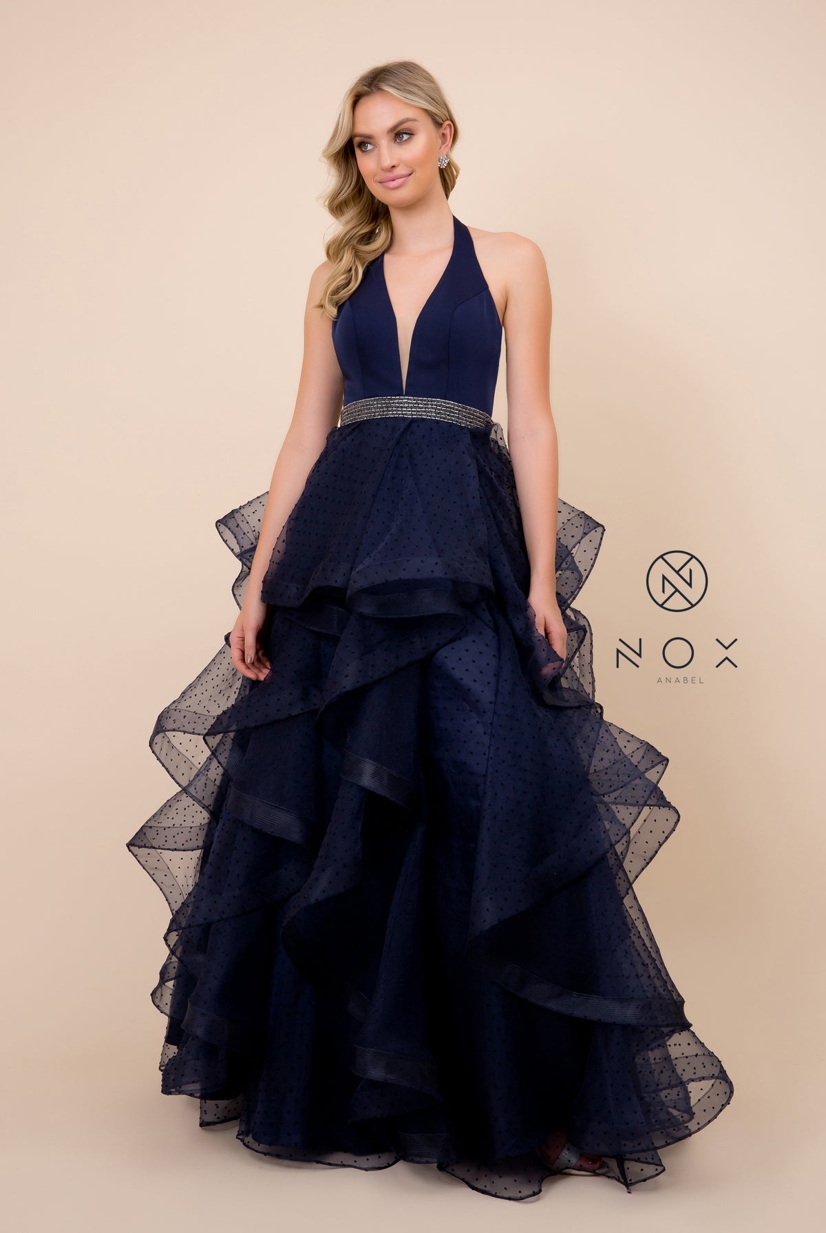 V-Neck Tiered Wedding Dress-smcdress