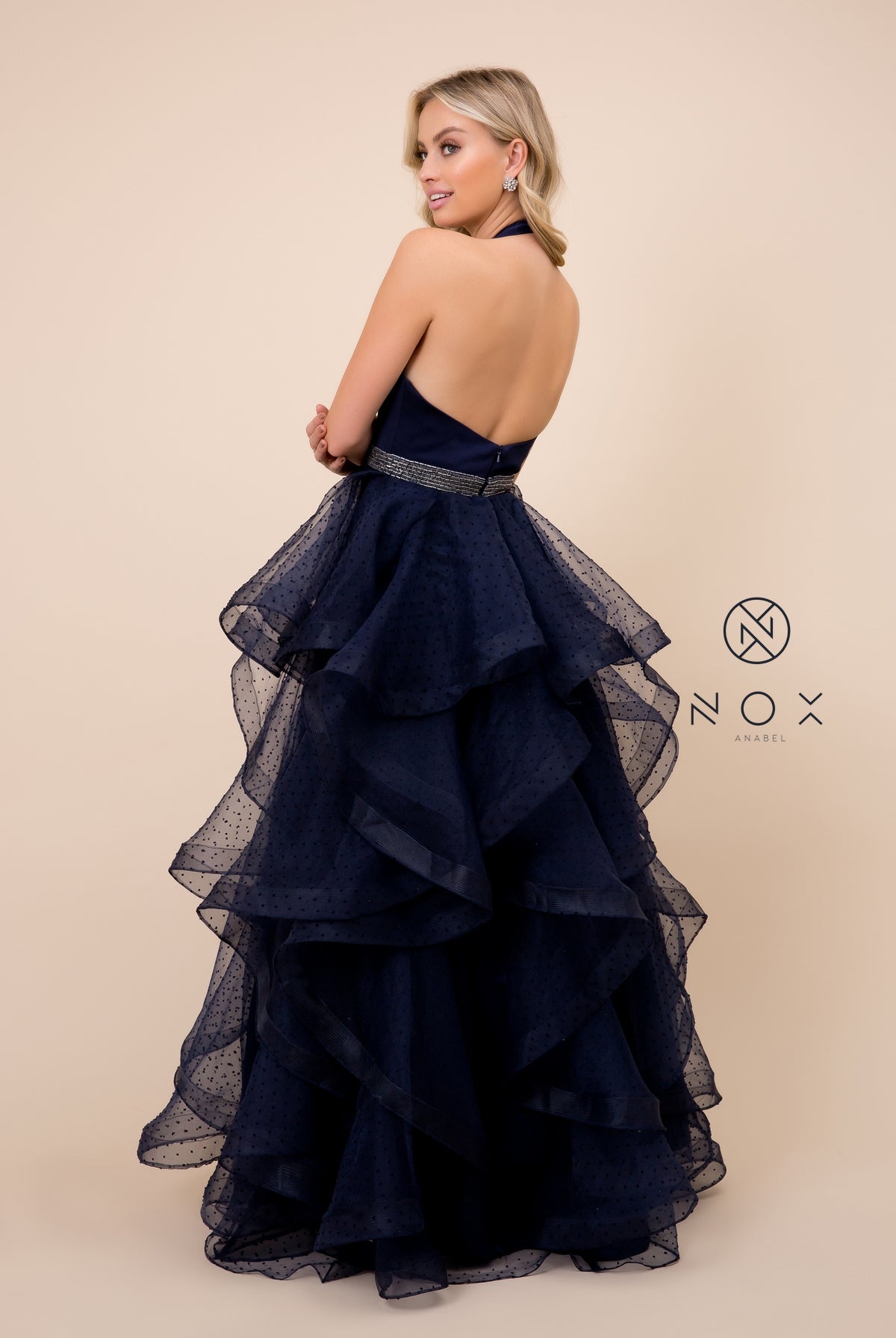 V-Neck Tiered Wedding Dress-smcdress