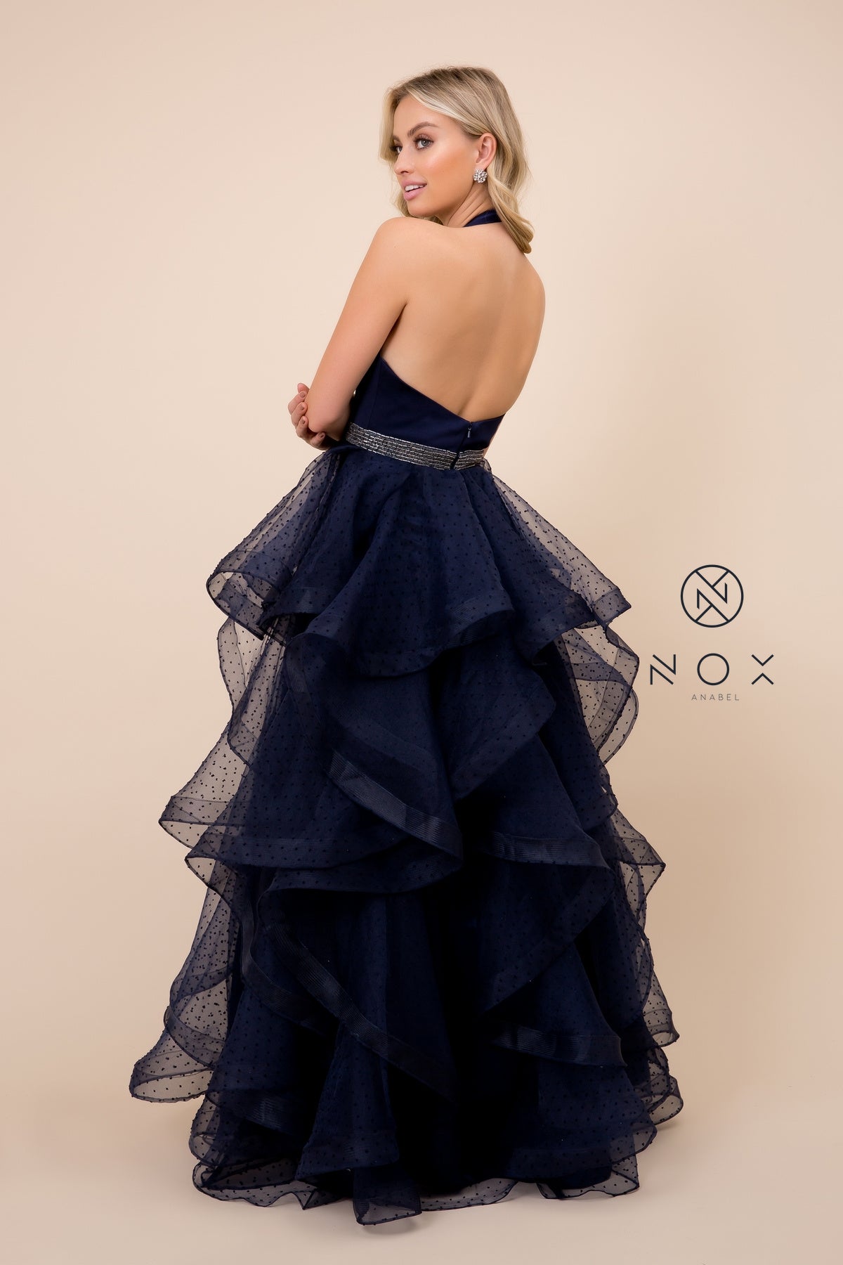 V-Neck Tiered Wedding Dress-smcdress