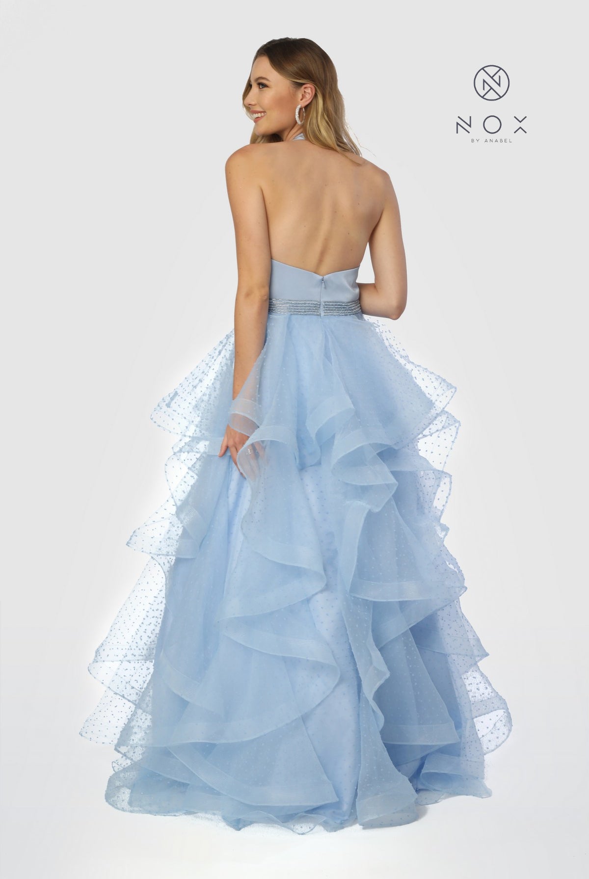 V-Neck Tiered Wedding Dress-smcdress