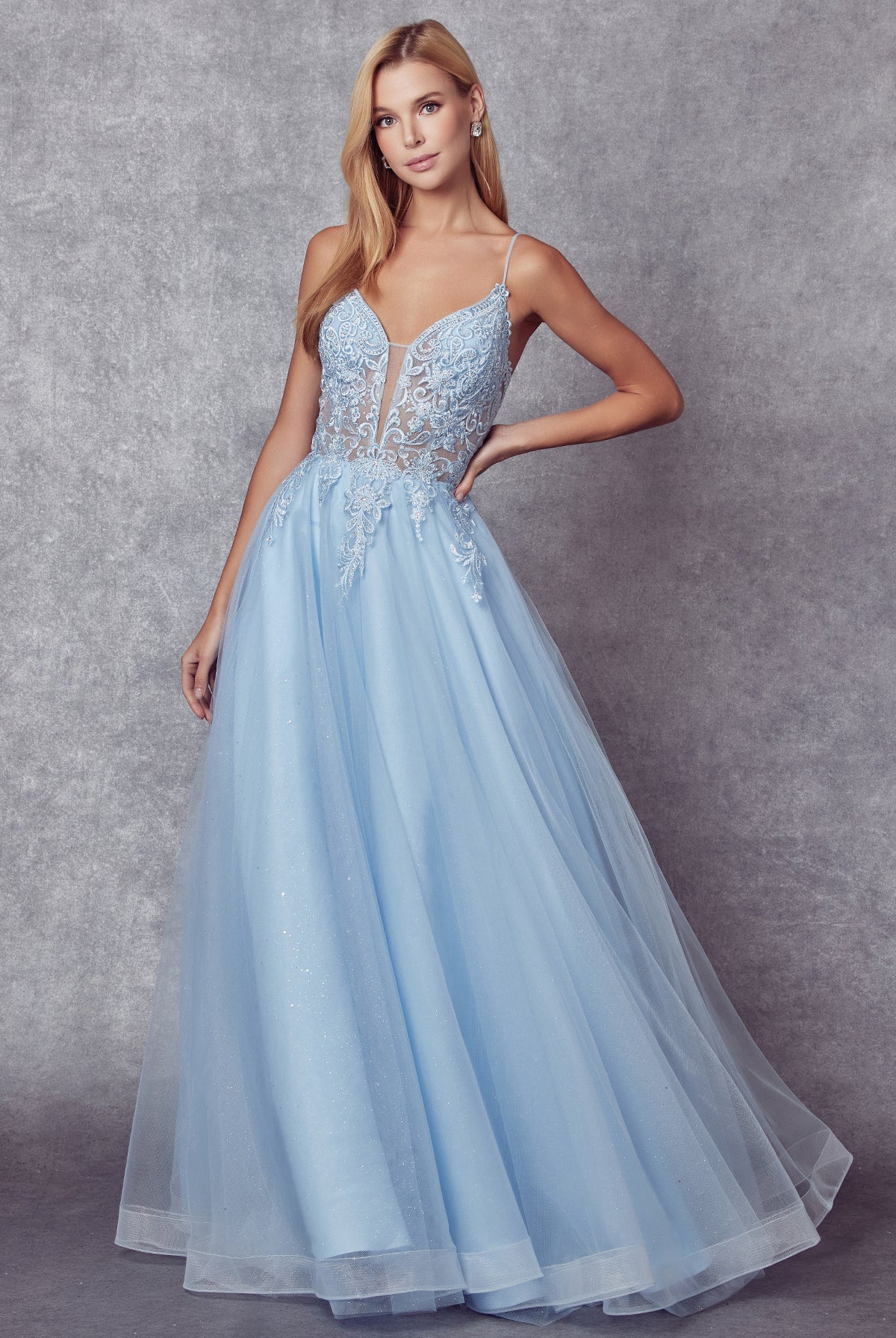 Embroidered with stones bodice prom ballgown-smcdress