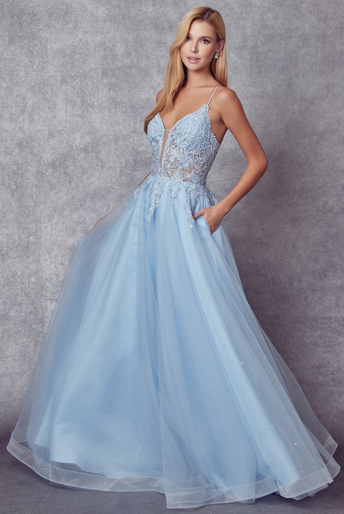 Embroidered with stones bodice prom ballgown-smcdress