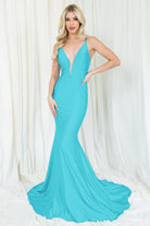 Illusion V-Neck Straps Mermaid Long Prom Dress w/Open Back-smcdress