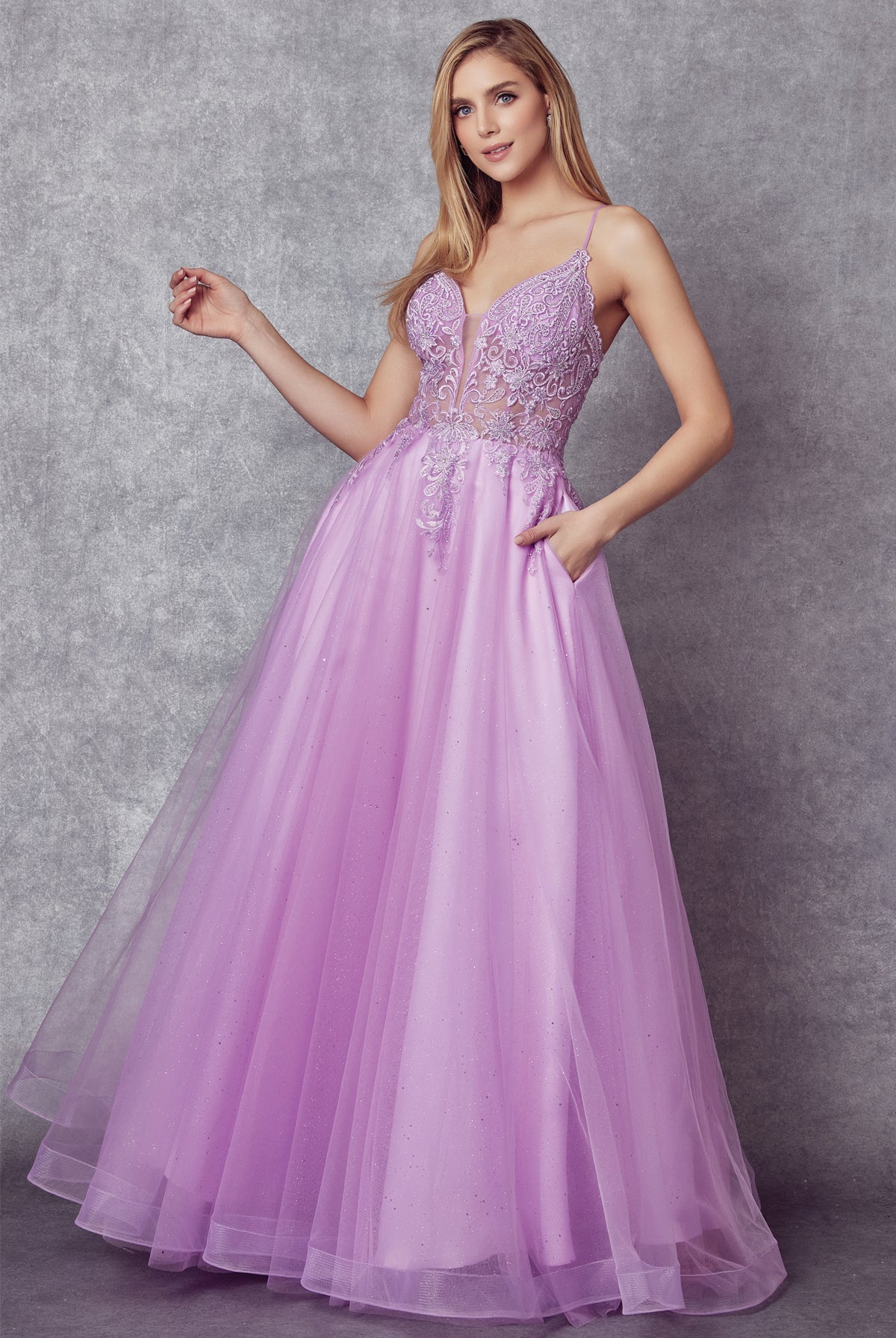 Embroidered with stones bodice prom ballgown-smcdress