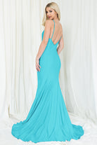 Illusion V-Neck Straps Mermaid Long Prom Dress w/Open Back-smcdress