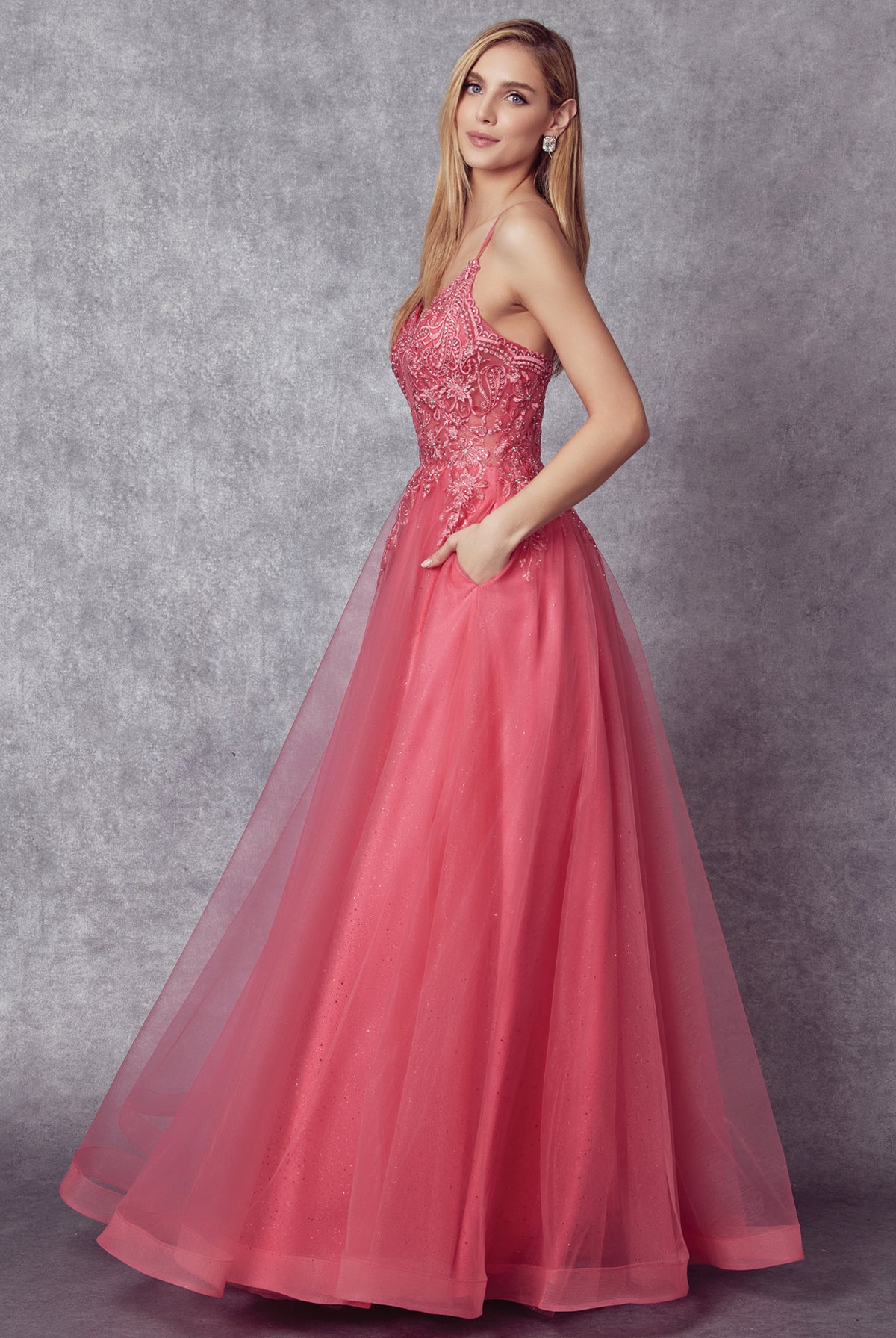 Embroidered with stones bodice prom ballgown-smcdress