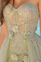 Strapless maxi dress with a sheer, bustier-inspired bodice-smcdress