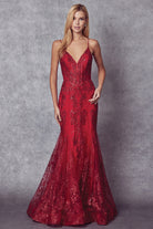 V-Neck Lace Mermaid Prom Dress-smcdress