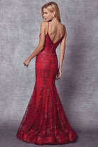 V-Neck Lace Mermaid Prom Dress-smcdress