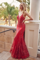V-Neck Lace Mermaid Prom Dress-smcdress