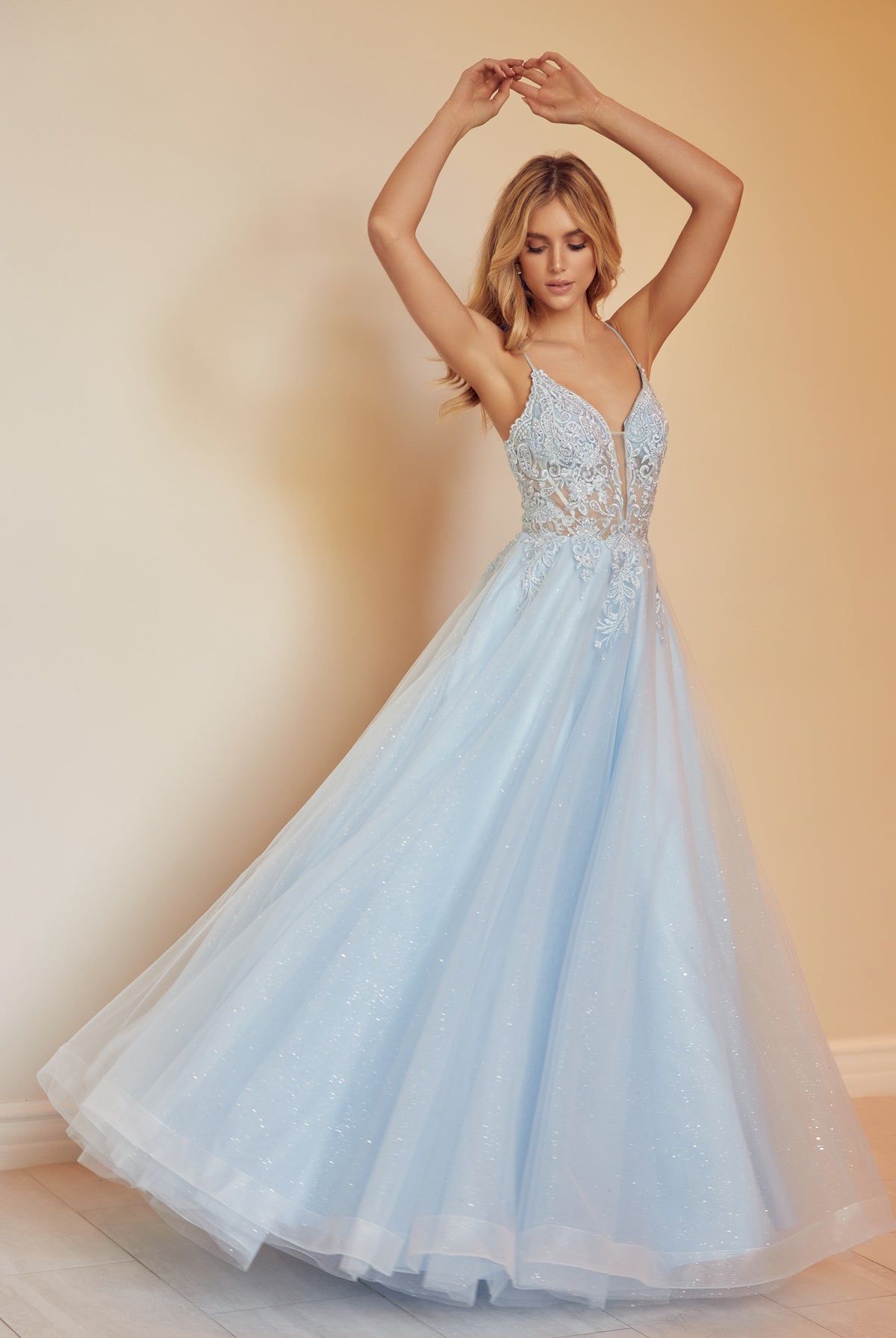Embroidered with stones bodice prom ballgown-smcdress