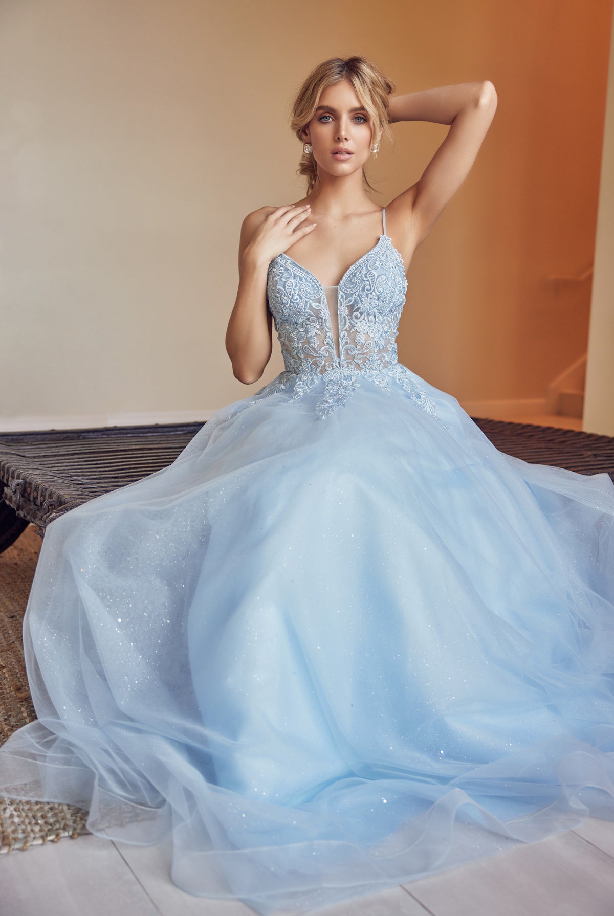 Embroidered with stones bodice prom ballgown-smcdress