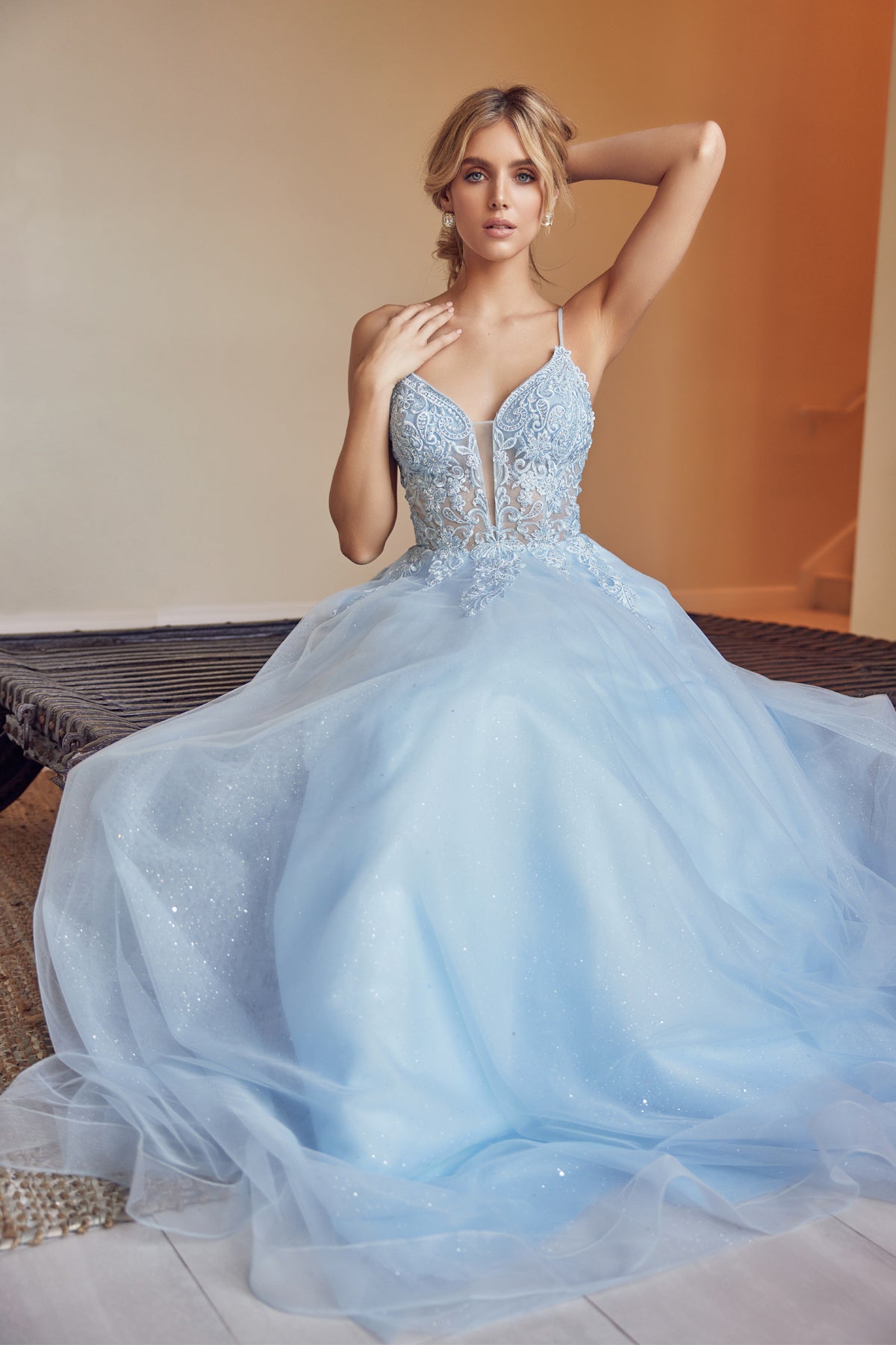 Embroidered with stones bodice prom ballgown-smcdress