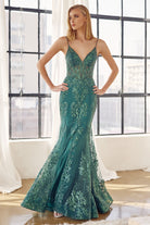 V-Neck Lace Mermaid Prom Dress-smcdress