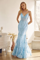V-Neck Lace Mermaid Prom Dress-smcdress