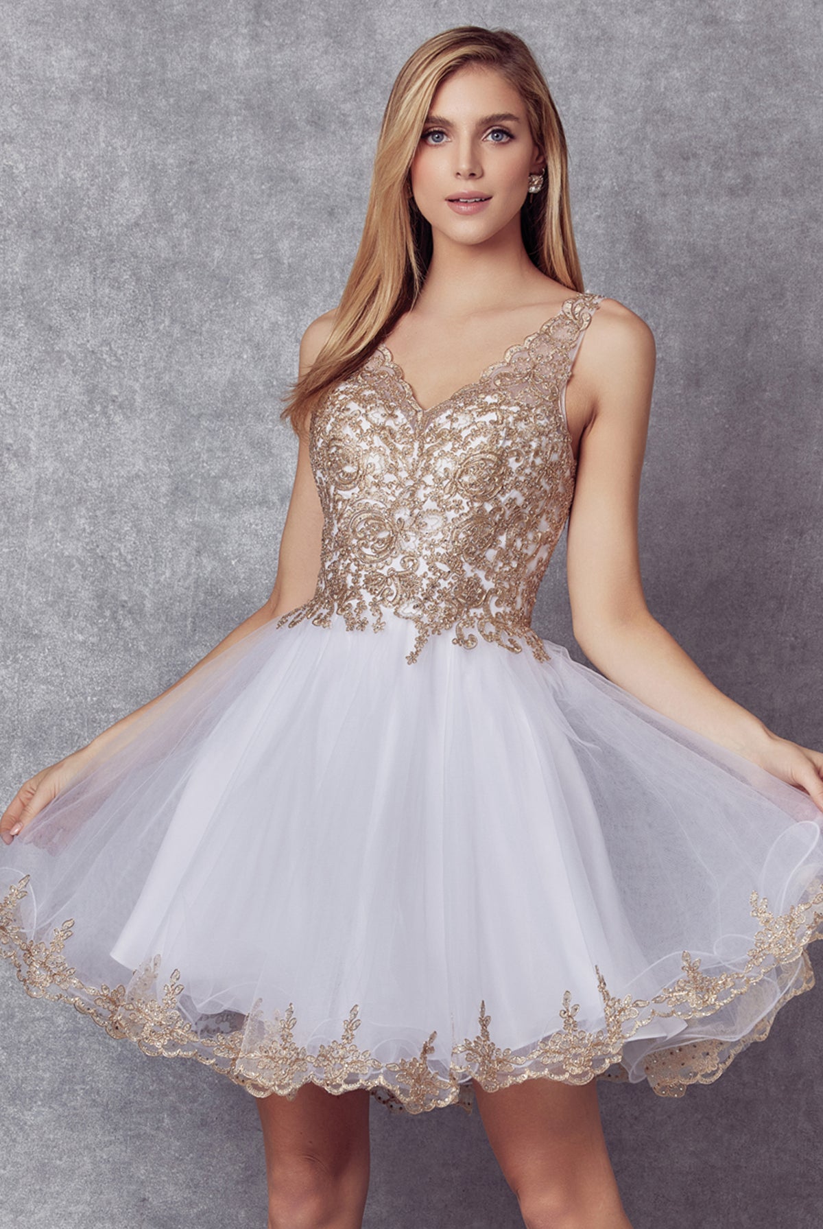 Embroidered Straps Short Dress-smcdress