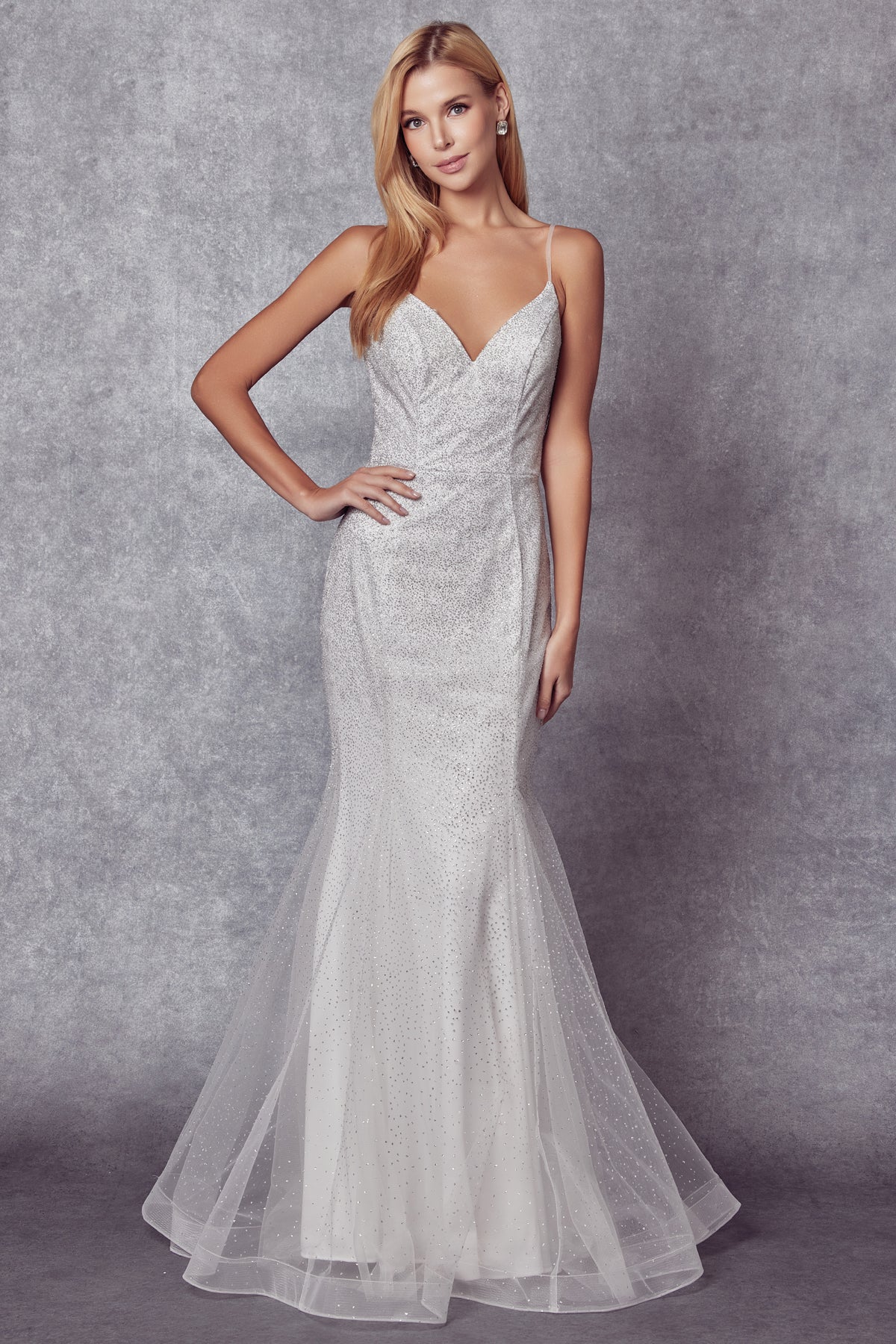 Glitter mesh fitted wedding gown alternative