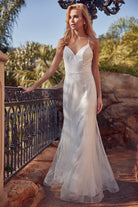 Glitter mesh fitted wedding gown