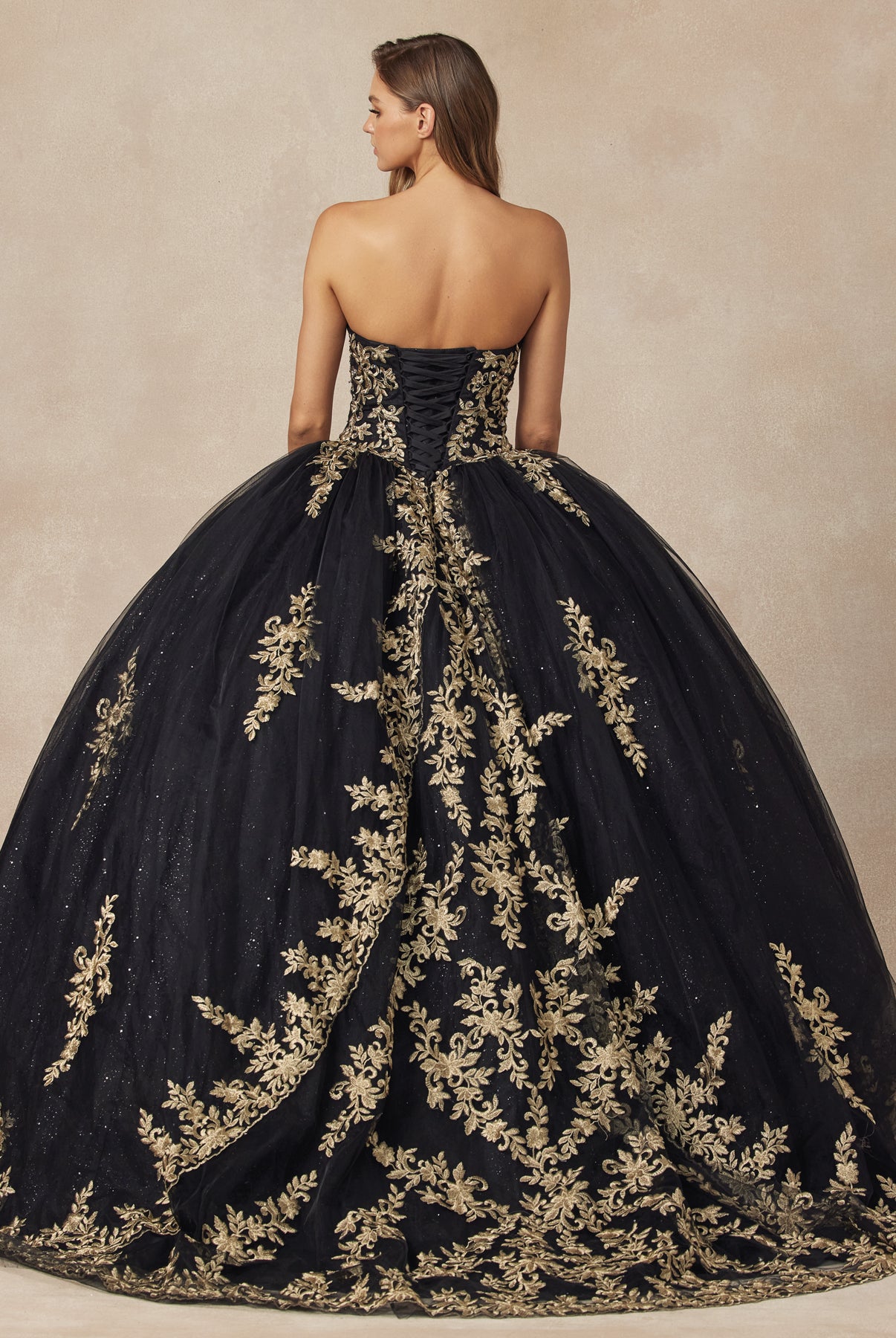 Embellished with metallic applique quinceañera dress-smcdress