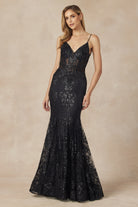 V-Neck Lace Mermaid Prom Dress-smcdress