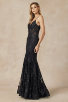 V-Neck Lace Mermaid Prom Dress-smcdress