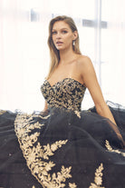 Embellished with metallic applique quinceañera dress-smcdress