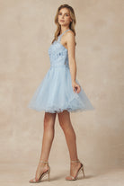 Short Fit & Flare Halter Dress for Cocktail & Homecoming-smcdress
