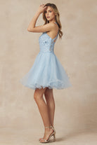 Short Fit & Flare Halter Dress for Cocktail & Homecoming-smcdress
