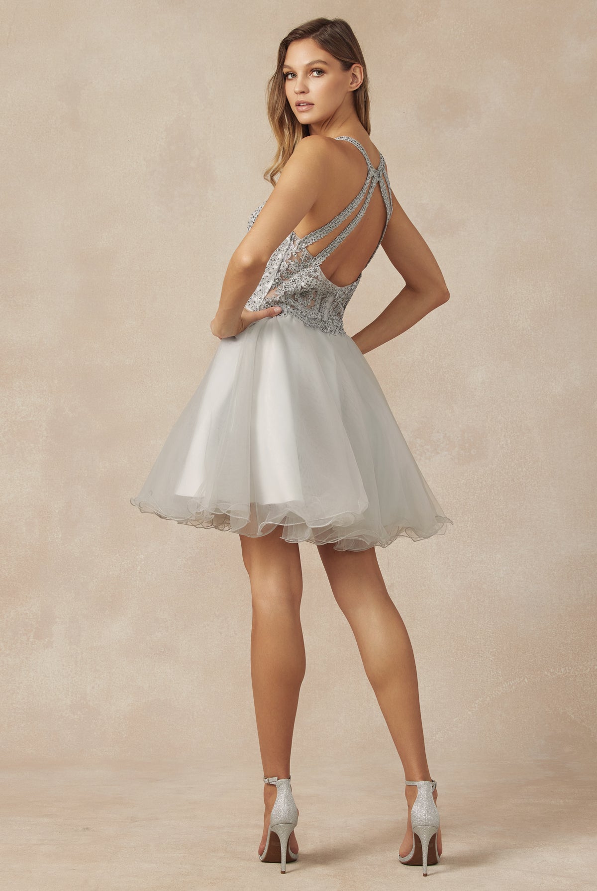 Short Fit & Flare Halter Dress for Cocktail & Homecoming-smcdress