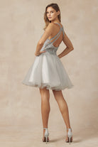 Short Fit & Flare Halter Dress for Cocktail & Homecoming-smcdress