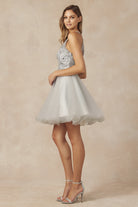 Short Fit & Flare Halter Dress for Cocktail & Homecoming-smcdress