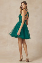 Short Fit & Flare Halter Dress for Cocktail & Homecoming-smcdress