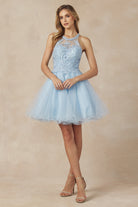 Short Fit & Flare Halter Dress for Cocktail & Homecoming-smcdress