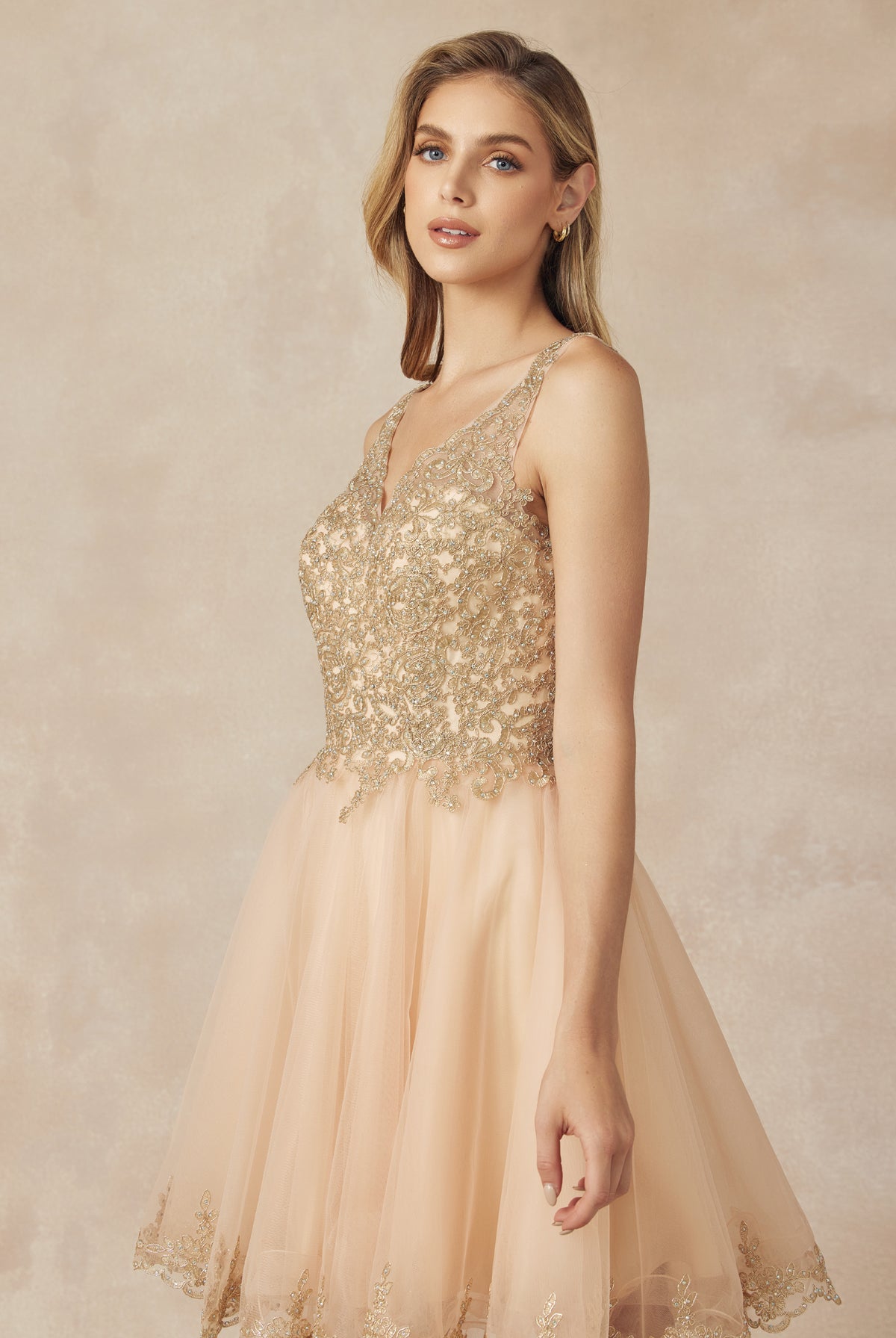 Embroidered Straps Short Dress-smcdress