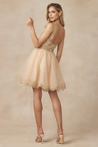 Embroidered Straps Short Dress-smcdress