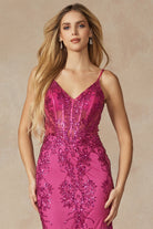 V-Neck Lace Mermaid Prom Dress-smcdress