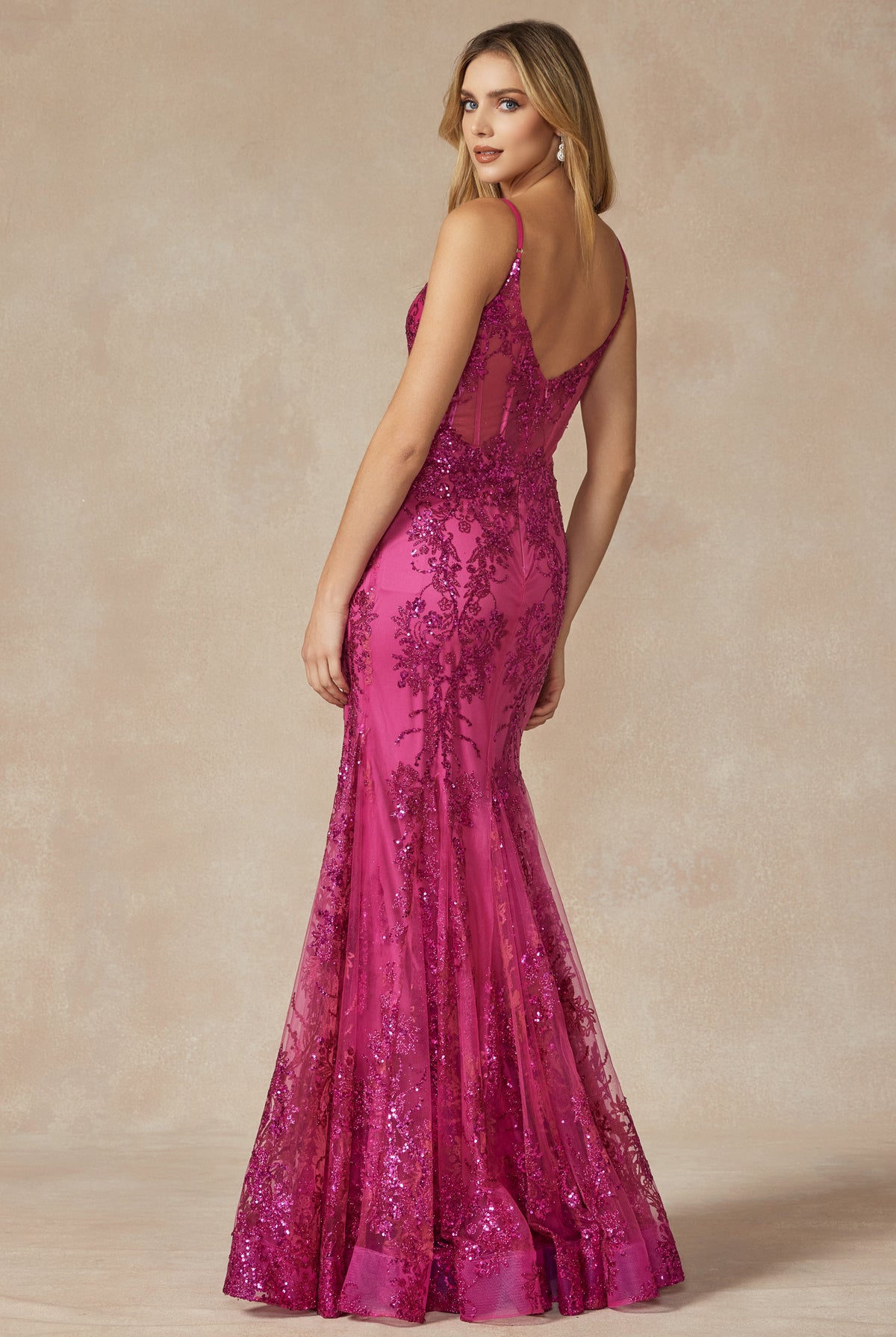 V-Neck Lace Mermaid Prom Dress-smcdress