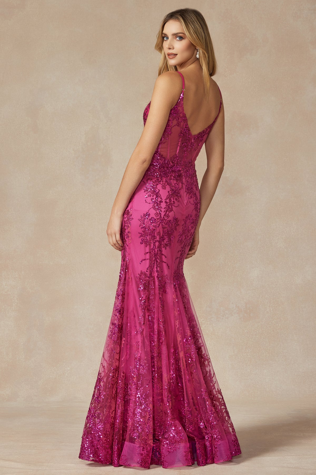 V-Neck Lace Mermaid Prom Dress-smcdress