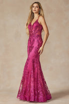 V-Neck Lace Mermaid Prom Dress-smcdress