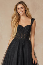 A-Line Embroidered Bodice Long Prom Dress, Off Shoulder-smcdress