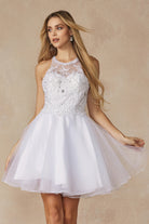 Embellished Halter Bodice Dress-smcdress