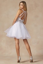 Short Fit & Flare Halter Dress for Cocktail & Homecoming-smcdress
