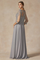 Embroidered Lace Applique, Long Sleeves, Long Mother Of The Bride Dress-smcdress