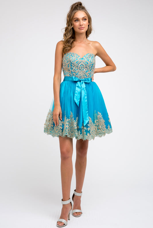 Short Beaded Sweetheart Dress-smcdress