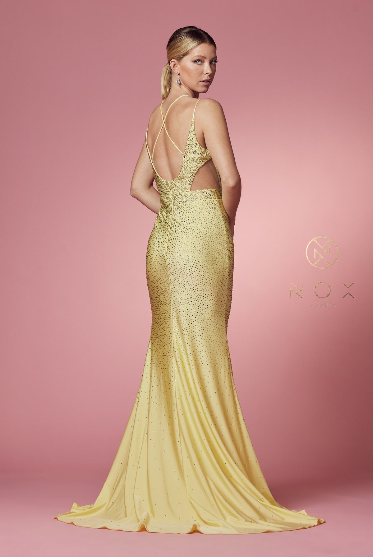 Embellished Beads High-Neck Prom Dress-smcdress