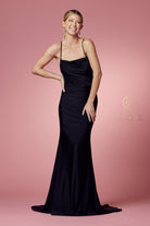 Satin Cowl Neck Dress w/Criss-Cross Back for Prom & Bridesmaids-smcdress