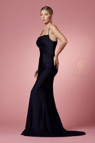 Satin Cowl Neck Dress w/Criss-Cross Back for Prom & Bridesmaids-smcdress
